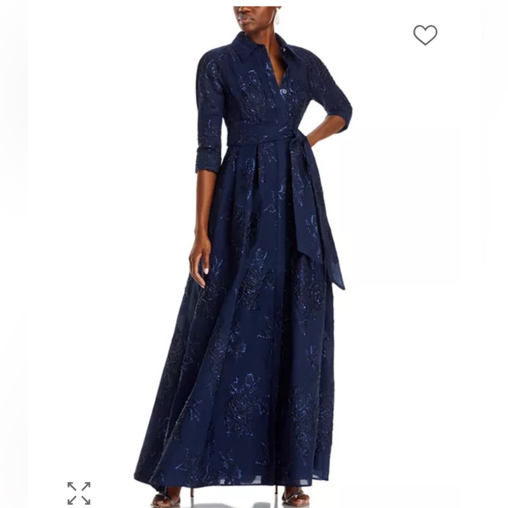 Teri Jon Midnight Blue Metallic Dress
